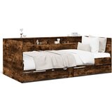vidaXL Dnevni krevet s ladicama boja dimljenog hrasta 90x200 cm drveni | shoptok.hr