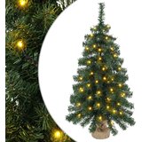 Mini božićno drvce 60 cm 25 LED lampica Topla bijela PVC Zelena - Zelena 60 cm s LED svjetlima | shoptok.hr