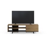 Marckeric Črna/v naravni barvi TV omarica v hrastovem dekorju 160x44x36 cm Cequoia – | Shoptok.si