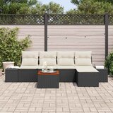  Sjedeća garnitura za vrt 6 kom. Crna i Krema poliratan 294 x 62 x 69 cm | shoptok.hr