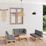The Living Store Vrtna sedežna garnitura 7-delna z blazinami trdna borovina - Vrtna Sedežna Garnitura, (21477404) | Shoptok.si