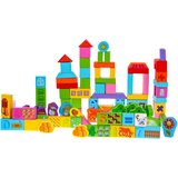  Set lesenih kock z različnimi motivi - 100 kos - pisan Slike