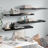 vidaXL Stenske police 4 kosi visok sijaj črne 90x23,5x3,8 cm MDF, (20765118) | Shoptok.si