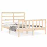 The Living Store Posteljni okvir z vzglavjem 120x200 cm trden les - Posteljni Okvir, (21524702) | Shoptok.si