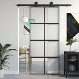  Klizna vrata crna 90 x 205 cm od kaljenog stakla i aluminija | shoptok.hr