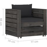 2-dijelna vrtna garnitura s jastucima sivo impregnirano drvo | shoptok.hr
