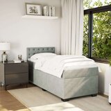 vidaXL Box spring postelja z vzmetnico svetlo siva 80x200 cm žamet | Shoptok.si