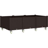  Cvetlično korito s kolesi rjavo 150x80x54 cm PP, (21144364) | Shoptok.si