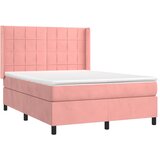 box spring s madracem LED ružičasti 140x190cm baršunasti | shoptok.hr