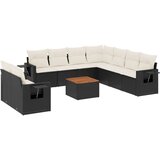  10-dijelni set vrtnih sofa s jastucima crni od poliratana | shoptok.hr