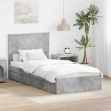vidaXL Konstrukcija postelje Betonsko siva 90 x 190 cm Konstruiran les | Shoptok.si