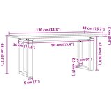  Stolić za kavu O-oblika 110x40x45cm borovina i čelik | shoptok.hr