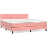  Box spring postelja z vzmetnico roza 160x200 cm žamet, (20896575) | Shoptok.si