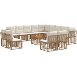  Zunanja garnitura za sedenje 14 pcs Naravna in krem bela, (5000269688) | Shoptok.si
