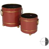  Set 2 metalne obloge za saksije bordo/zlatno 132886 | ePonuda.com