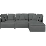  Modularna sofa s podnožjem i jastucima, tkanina, tamno siva | shoptok.hr