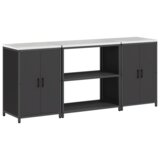 vidaXL Kuhinjski set za pohranu s policom s pohranom s vratima 3 pcs Crna 210 x 50 x 92 cm | shoptok.hr