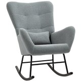 HOMCOM zibajoči stol medvedja tkanina 91D x 71Š x 97V cm Siva, (5000242823) | Shoptok.si
