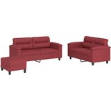  3-dijelni set sofa s jastucima boja vina od umjetne kože | shoptok.hr