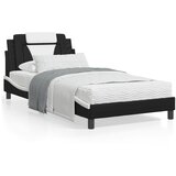 vidaXL Posteljni okvir z vzglavjem črn in bel 100x200 cm umetno usnje | Shoptok.si