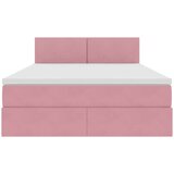  Krevet S LED lampica s uzglavljem Ružičasta 140 x 190 cm Baršun | shoptok.hr