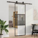 vidaXL Drsna vrata Črna 76 x 205 cm Kaljeno steklo in aluminij Cene