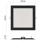  led ugradno stropno svetlo nexxo LED/18W/230V 3000/3500/4000K crno 22,5 x 22,5 cm | Eponuda.com