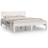  Posteljni okvir bel iz trdnega lesa 135x190 cm 4FT6, (20788035) | Shoptok.si