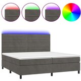  Box spring postelja z vzmetnico LED temno siva 200x200 cm žamet, (20727142) | Shoptok.si