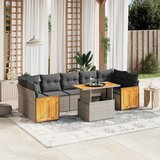 Maison Chic Seti vrtnega pohištva - Vrtna garnitura - Vrtni pohištvo set 8-delna z blazinami siv poli ratan, (21798354) | Shoptok.si