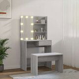  Set toaletnog stolića siva boja hrasta LED konstruirano drvo | shoptok.hr