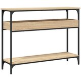 Maison Chic konzolna miza - miza ob steni s polico sonoma hrast 100x29x75 cm inž. les, (21786271) Cene