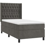  Box spring postelja z vzmetnico LED temno siva 90x190 cm žamet, (20789276) | Shoptok.si
