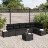 vidaXL 7-delni vrtni kavč set s blazinami bež poli ratan | Shoptok.si