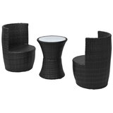  3-dijelni bistro set od poliratana s jastucima crni | Eponuda.com