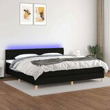  Box spring postelja z vzmetnico LED črna 200x200 cm blago, (20789019) Cene