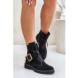 Zazoo 2951 Suede Ankle Boots With Decorative Buckle Black Cene