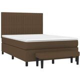  Box spring postelja z vzmetnico temno rjava 140x200 cm blago, (20900957) | Shoptok.si