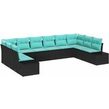 vidaXL Vrtna sedežna garnitura z blazino 10 pcs Črna in turkizna, (5000021799) | Shoptok.si