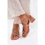 ARTIKER Women's Heeled Sandals With Crystals Beige | Shoptok.si