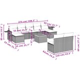  10-dijelni set vrtnih sofa s jastucima crni od poliratana | shoptok.hr
