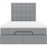 vidaXL Otomanski posteljni okvir z vzmetnico siv 120x200 cm blago | Shoptok.si