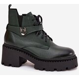 Zazoo Leather Women's Block Heel Boots with Decorative Strap Insulated | Shoptok.si