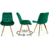  Okretna stolica SORIA 360, zeleni baršun, zlatne metalne noge, set 3 kom | shoptok.hr