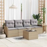 Sjedeća garnitura za vrt s jastukom s pohranom 5 pcs Bež i siva | shoptok.hr