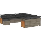  The Living Store Vrtna sedežna garnitura 12-delna z blazinami siva poli ratan - Vrtna Sedežna Garniture, (21460008) | Shoptok.si