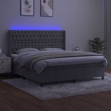  box spring s madracem LED svjetlosivi 160x200 cm baršun | shoptok.hr