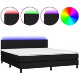  Box spring postelja z vzmetnico LED črna 180x200 cm blago, (20790234) | Shoptok.si
