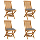 Maison Chic Vrtni stoli - Stol za vrt s sivimi blazinami 4 kosi trdna tikovina JS2014, (21877040) | Shoptok.si