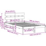 vidaXL Beli posteljni okvir z naslonom 140x190 cm trdi bor | Shoptok.si